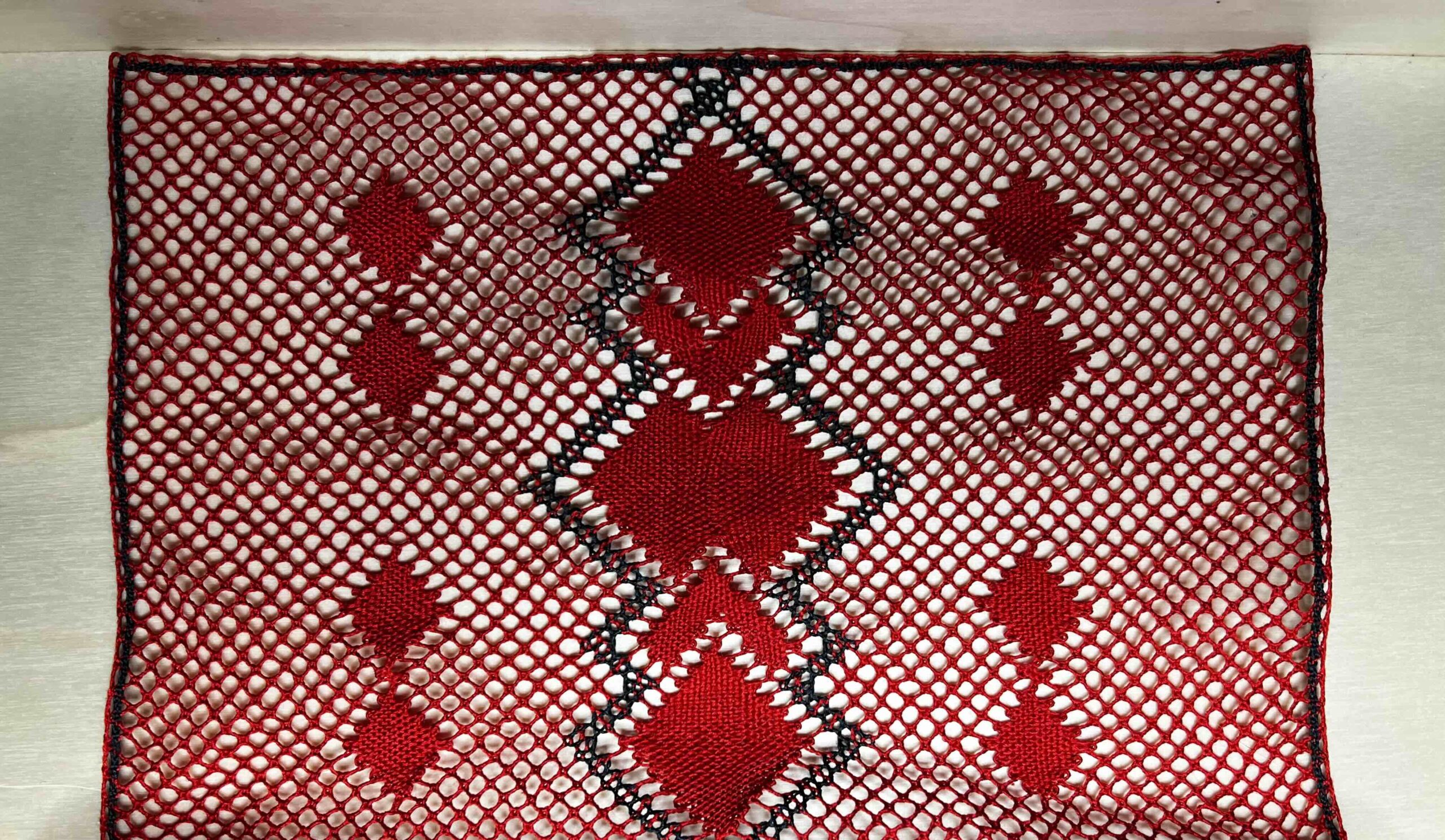 Torchon Schal Rauten rot